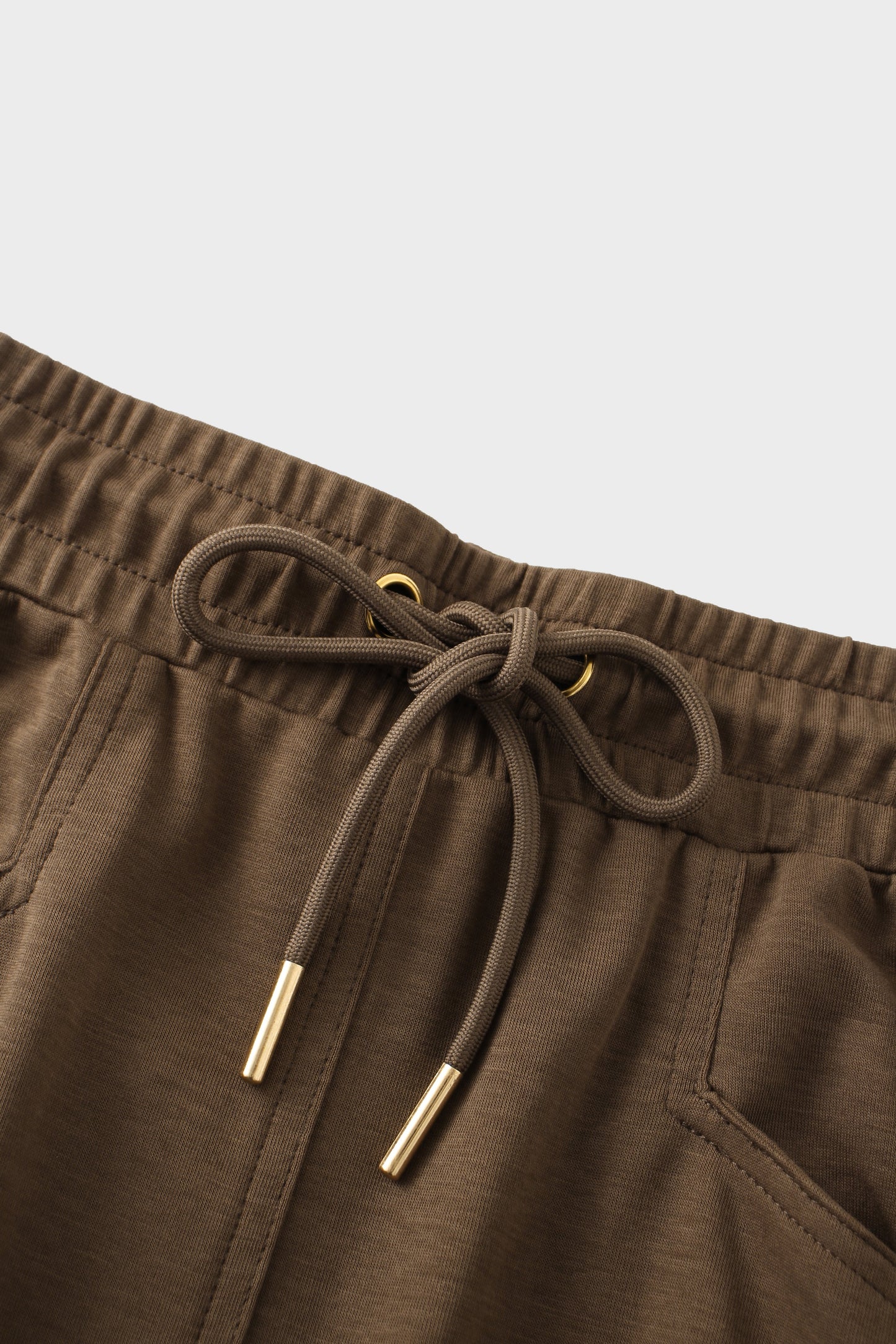 Drawstring Pocket T-Shirt Skirt-Brown-4